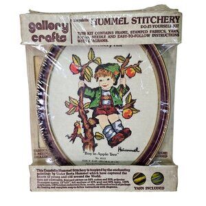 Hummel Stitchery Boy in Apple Tree Kit #8032 Embroidery 12"x15"